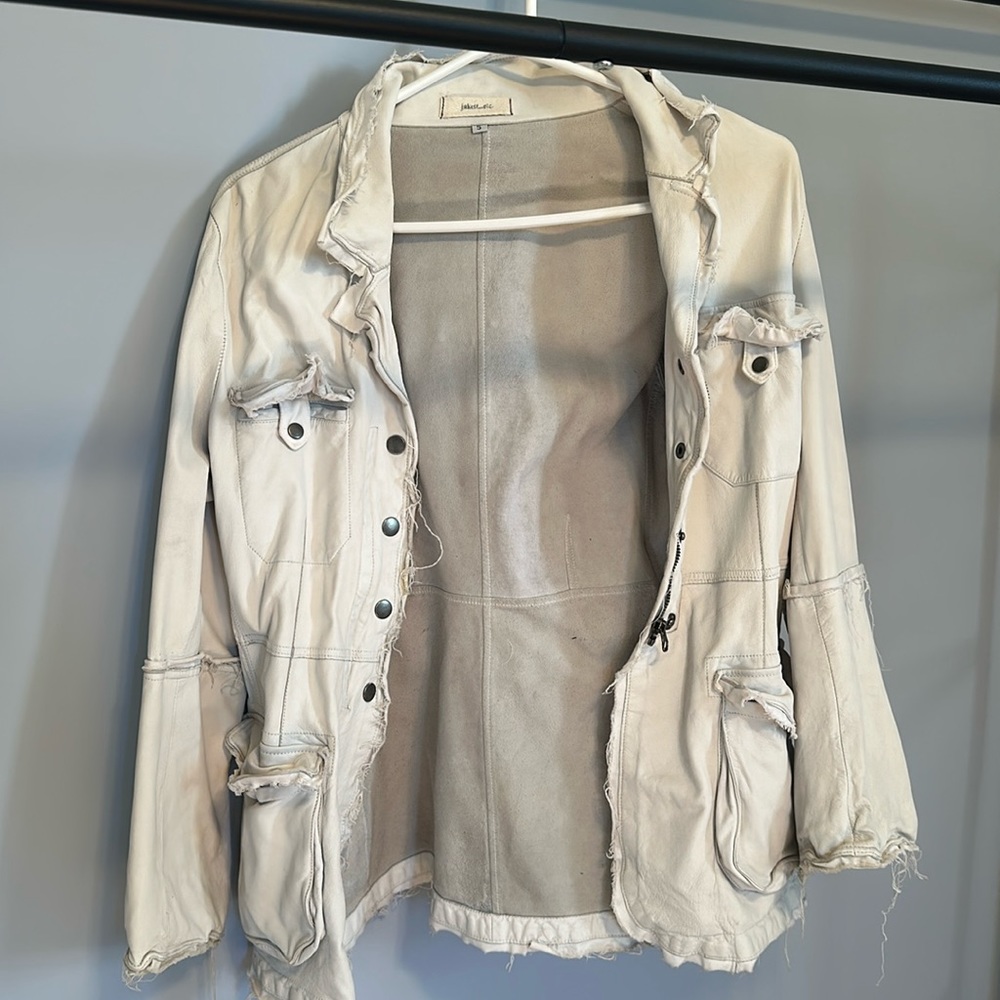 Off white leather jacket